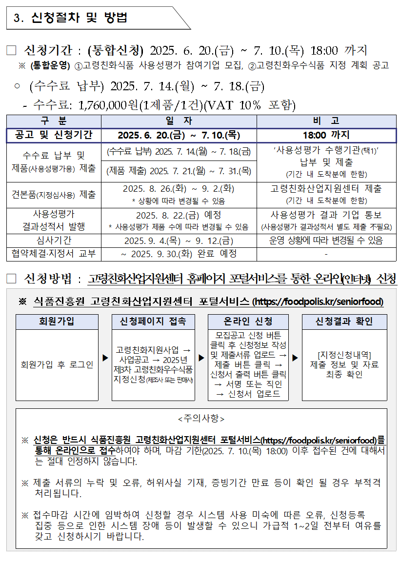 2025년 제3차 고령친화우수식품 지정 계획 공고